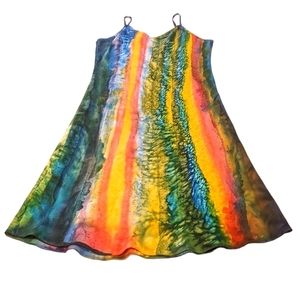 One of a kind original Handpainted Silk dress Boho Commissioned Art Henri Bendel